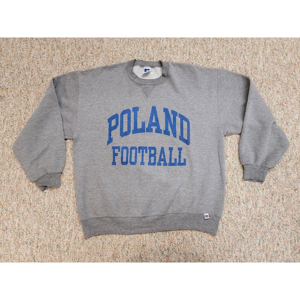 Russell Athletic Sweatshirt Mens XL Gray Vintage Poland Football Crewneck Sports